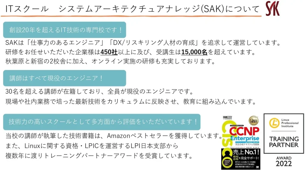 450社以上にDX/リスクリング人材の育成を行うSAK